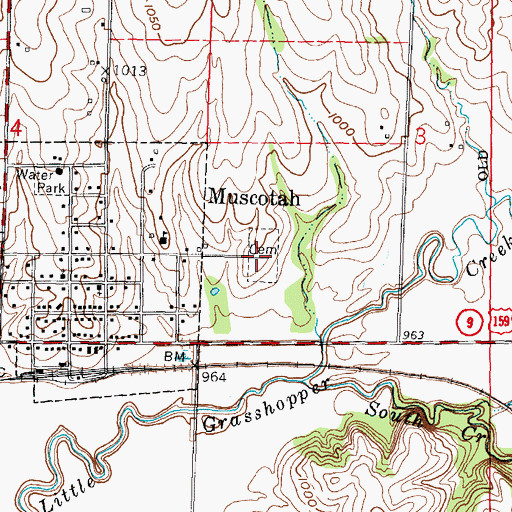 Topographic Map of Muscotah Cemetery, KS