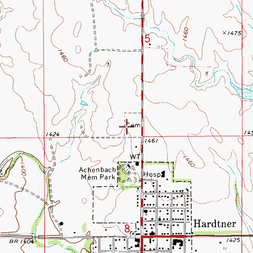 Topographic Map of Hardtner Cemetery, KS