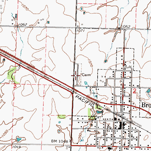 Topographic Map of Bronson Cemetery, KS