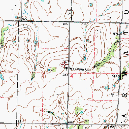 Topographic Map of Mount Orum Cemetery, KS