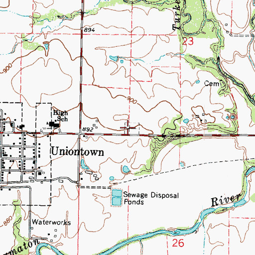 Topographic Map of Uniontown Cemetery, KS