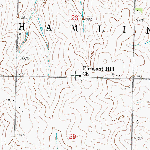 Topographic Map of Pleasant Hill Cemetery, KS