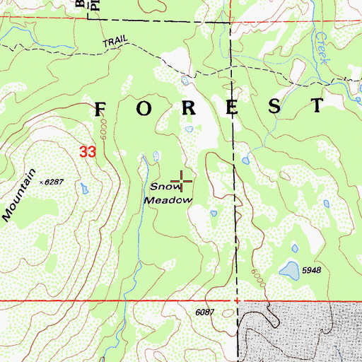Topographic Map of Snow Meadow, CA