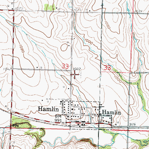 Topographic Map of Hamlin Cemetery, KS