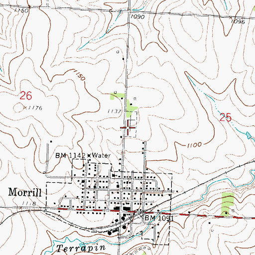Topographic Map of Morrill Cemetery, KS