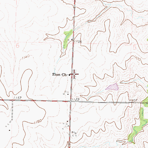 Topographic Map of Zion Lutheran Church Cemetery, KS