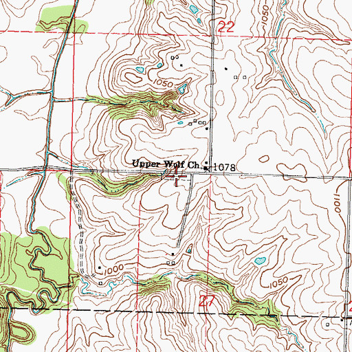 Topographic Map of Upper Wolf Lutheran Cemetery, KS