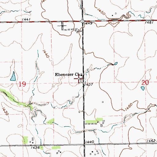 Topographic Map of Ebenezer Methodist Cemetery, KS