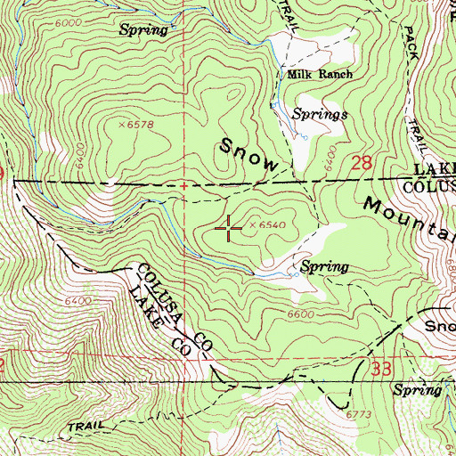 Topographic Map of Snow Mountain, CA