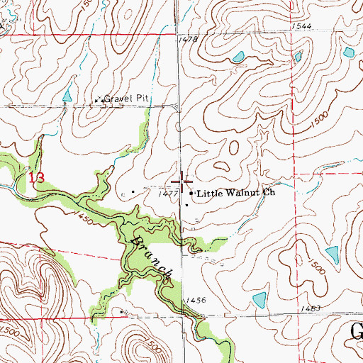 Topographic Map of Little Walnut Cemetery, KS