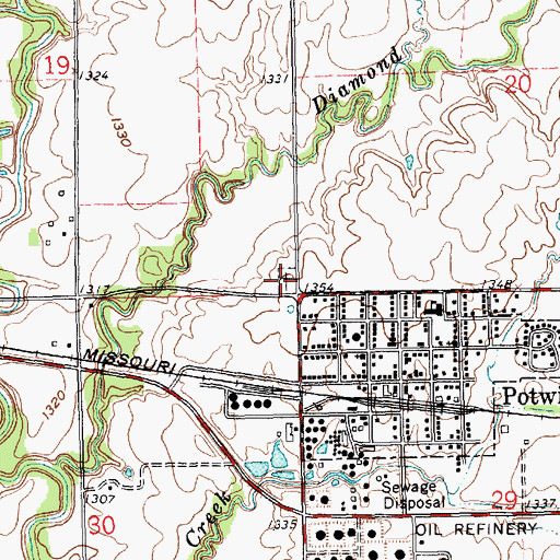 Topographic Map of Potwin Cemetery, KS