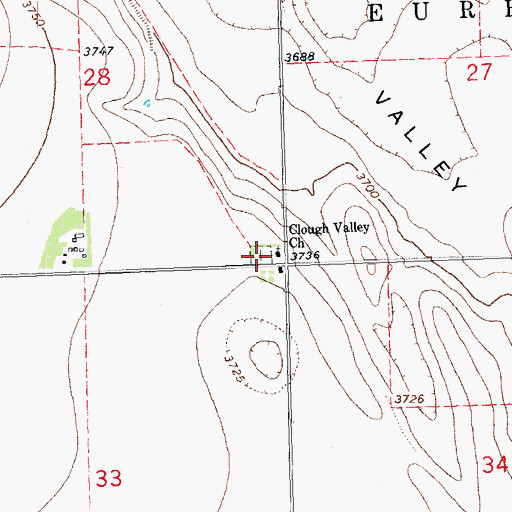 Topographic Map of Clough Valley Cemetery, KS