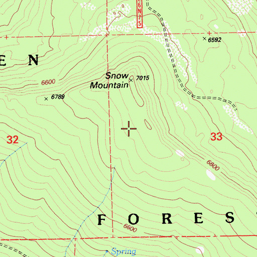 Topographic Map of Snow Mountain, CA