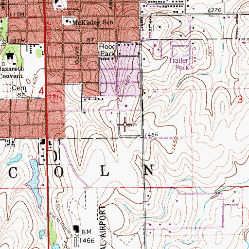 Topographic Map of Saint Concordia Cemetery, KS