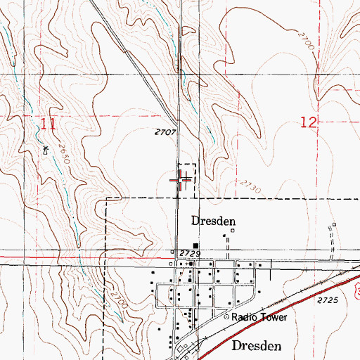 Topographic Map of Dresden Cemetery, KS