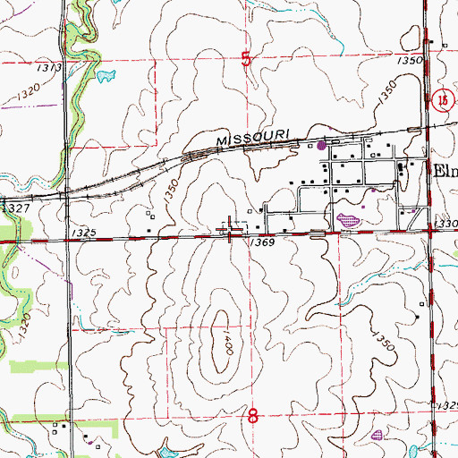 Topographic Map of Banner Cemetery, KS