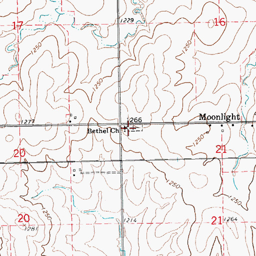 Topographic Map of Bethel Cemetery, KS