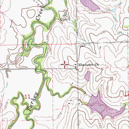 Topographic Map of Ebenezer Baptist Cemetery, KS