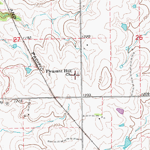 Topographic Map of Pleasant Hill Cemetery, KS
