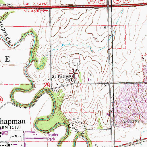 Topographic Map of Saint Patricks Cemetery, KS