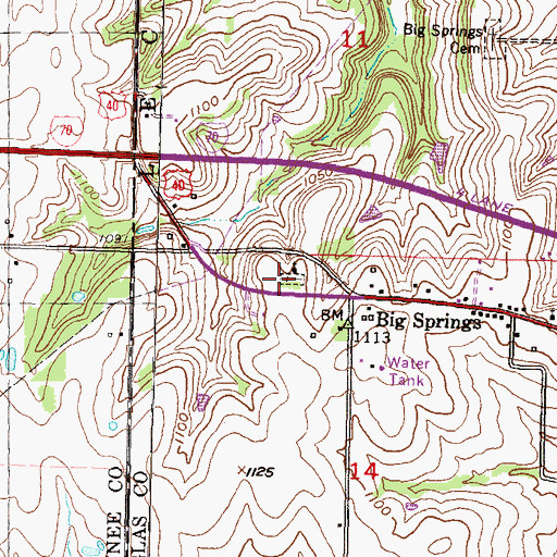 Topographic Map of Saint Peters Cemetery, KS