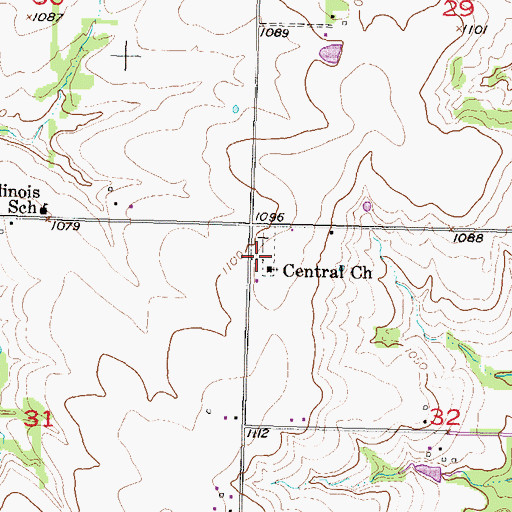 Topographic Map of Central Cemetery, KS
