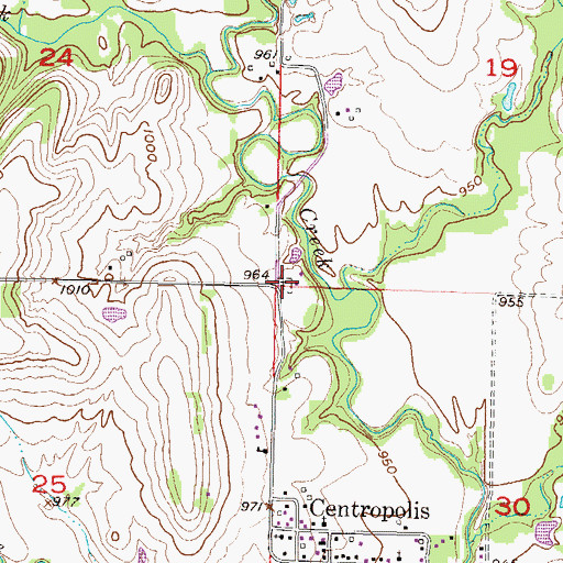 Topographic Map of Centropolis Cemetery, KS