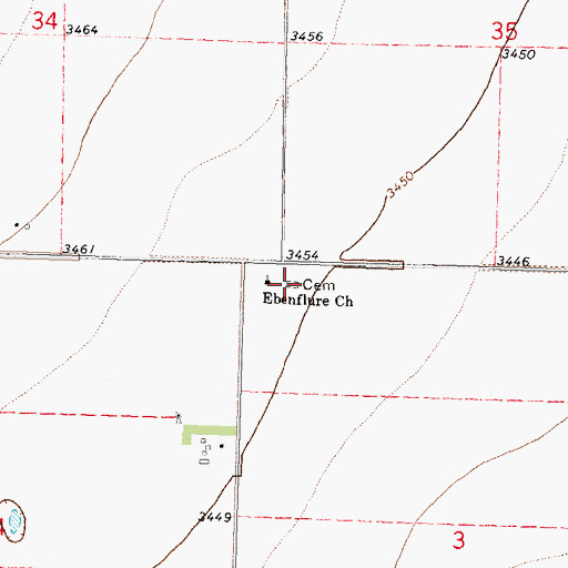 Topographic Map of Ebenfleur Cemetery, KS