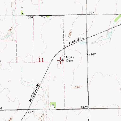 Topographic Map of Bonham Cemetery, KS