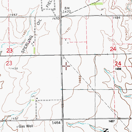 Topographic Map of Garden Valley Cemetery, KS