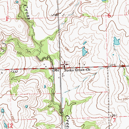 Topographic Map of Bucks Grove Church Cemetery, KS