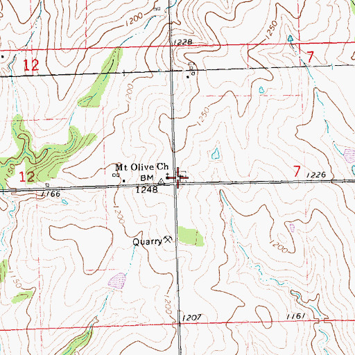 Topographic Map of Mount Olive Cemetery, KS