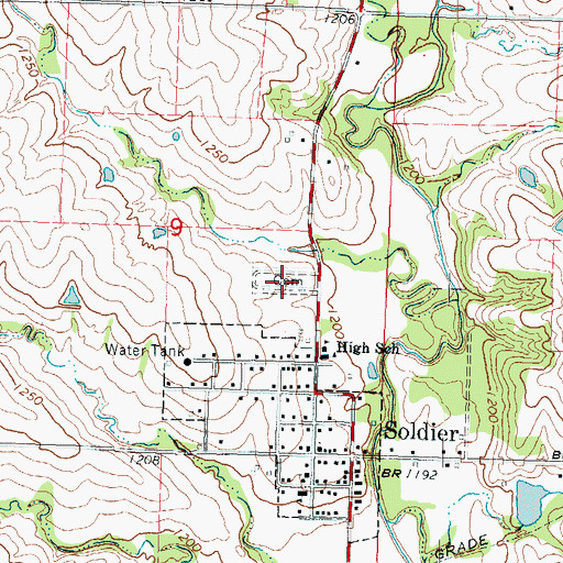 Topographic Map of Soldier Cemetery, KS