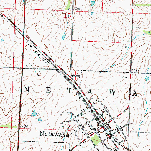 Topographic Map of Netawaka Cemetery, KS