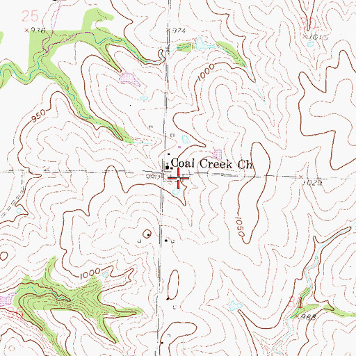 Topographic Map of Coal Creek Cemetery, KS