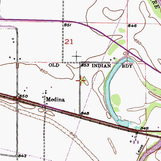Topographic Map of Medina Cemetery, KS