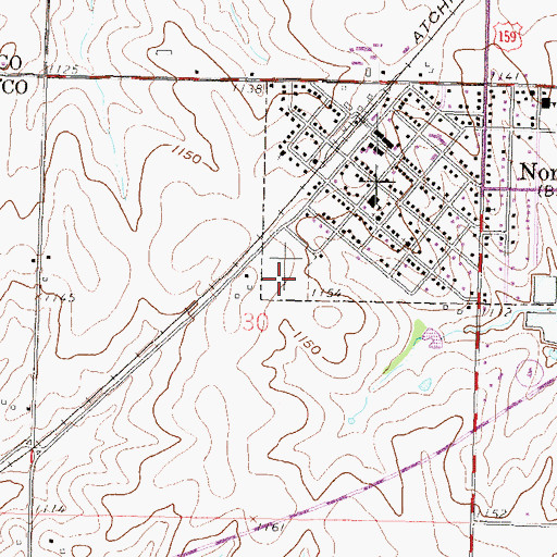 Topographic Map of Nortonville Cemetery, KS