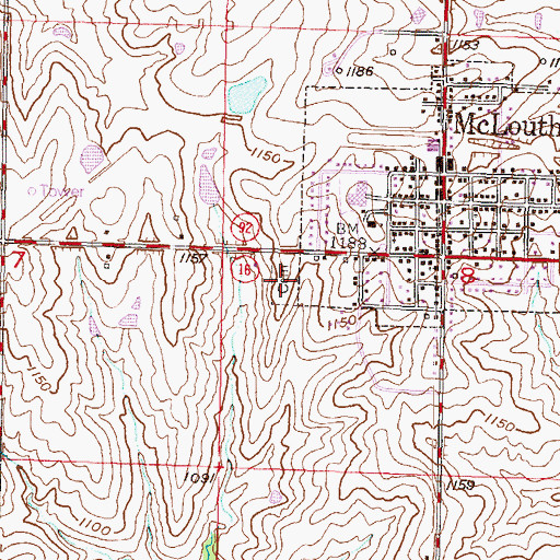 Topographic Map of McLouth Cemetery, KS