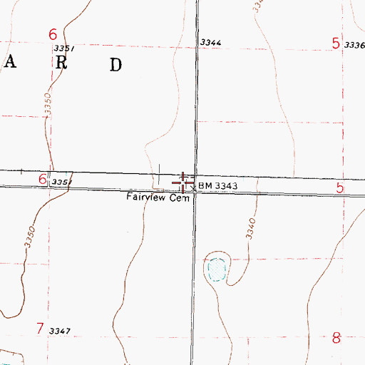 Topographic Map of Fairview Cemetery, KS