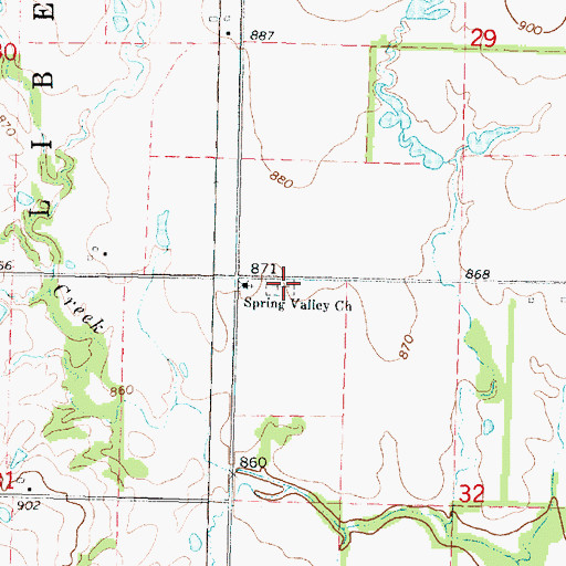 Topographic Map of Spring Valley Cemetery, KS