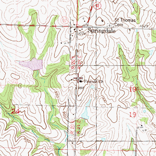 Topographic Map of Springdale Friends Cemetery, KS