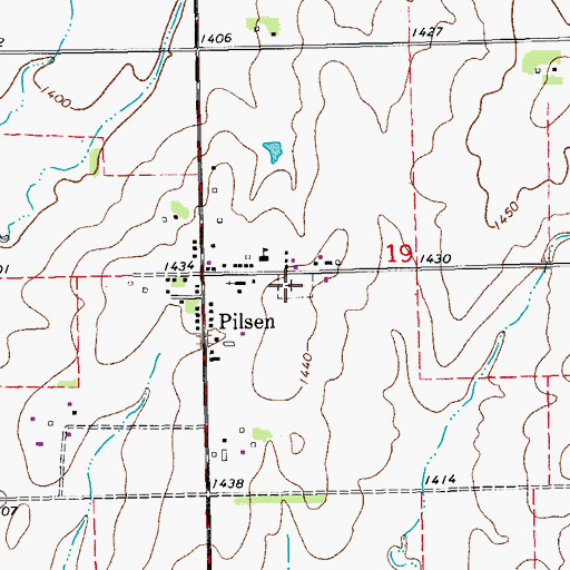 Topographic Map of Pilsen Cemetery, KS
