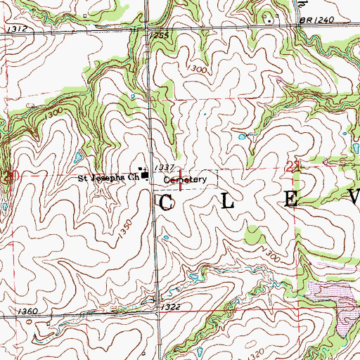 Topographic Map of Saint Josephs Catholic Cemetery, KS