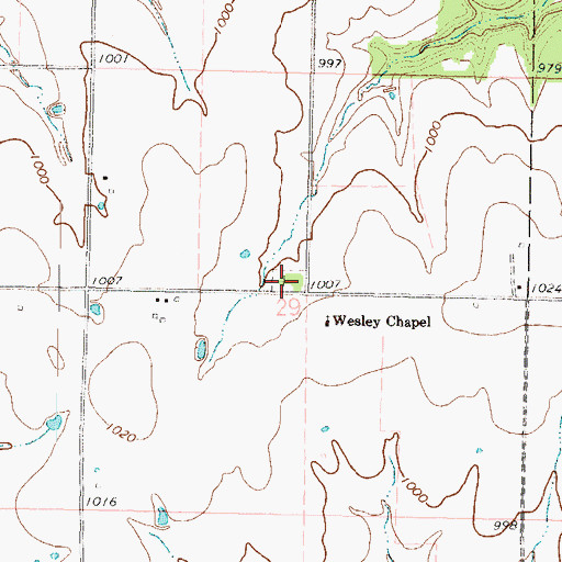 Topographic Map of Wesley Chapel Cemetery, KS