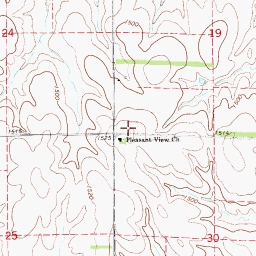 Topographic Map of Pleasant View Cemetery, KS