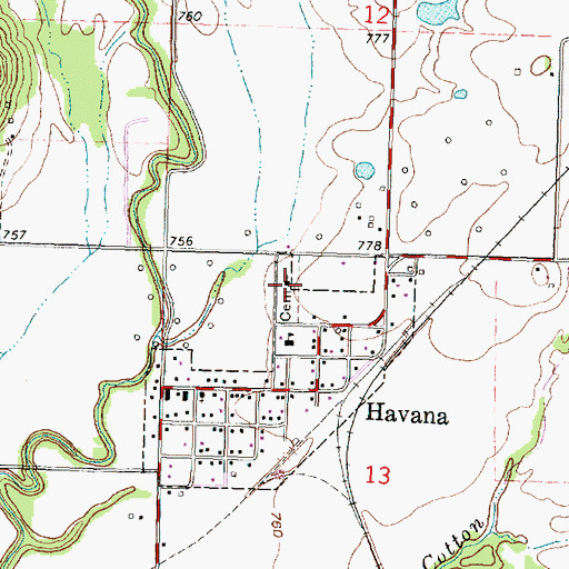 Topographic Map of Havana Cemetery, KS