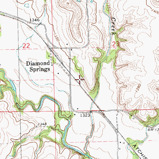 Topographic Map of Diamond Springs Cemetery, KS