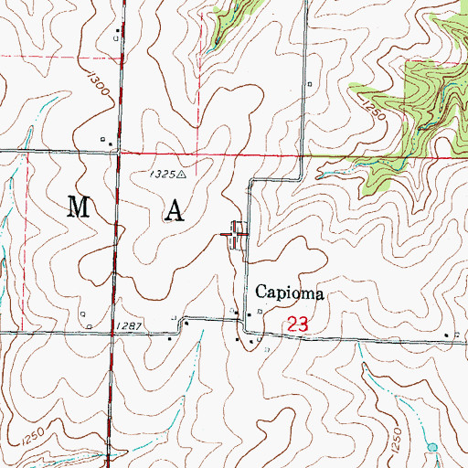 Topographic Map of Capioma Cemetery, KS