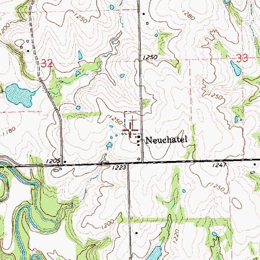 Topographic Map of Neuchatel Cemetery, KS