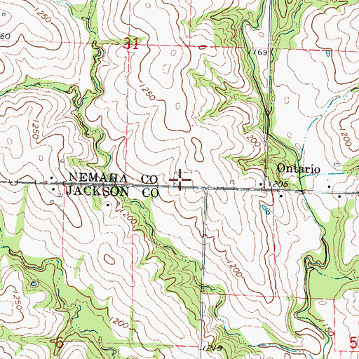 Topographic Map of Ontario Cemetery, KS